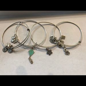 4 adjustable silver Alex and ani bangles
